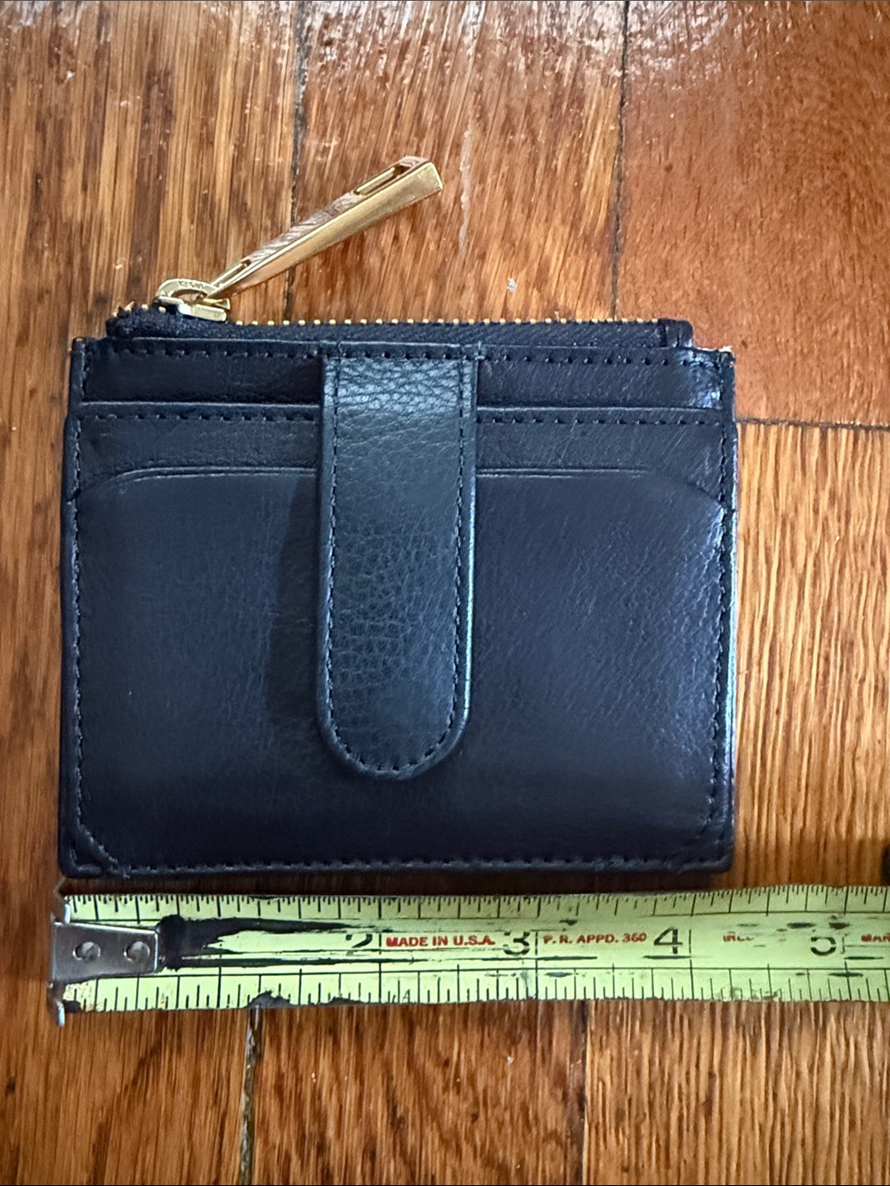 Margot New York black leather and gold, mini wallet card case NWOT - Picture 7 of 8